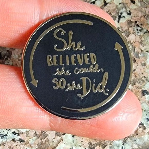 *Mix & Match 2 for $13* "She Believed She Could So She Did" Quote Enamel Pin - Picture 1 of 3